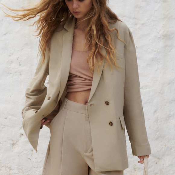 ZARA | Oversized Linen Blend Blazer - Picture 1 of 9